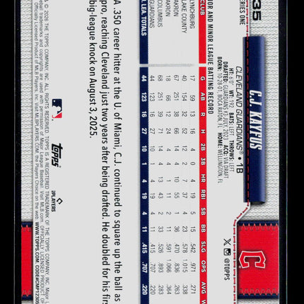 2026 Topps Series One C.J. Kayfus #35 RC