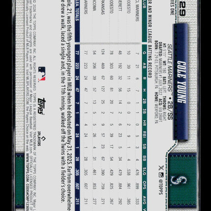 2026 Topps Series One Cole Young #129 RC