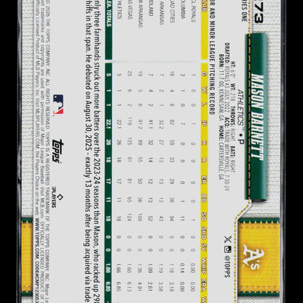 2026 Topps Series One Mason Barnett #273 RC