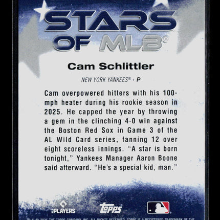 2026 Topps Stars of MLB Cam Schlittler #SMLB-48 RC