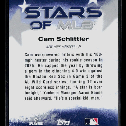 2026 Topps Stars of MLB Cam Schlittler #SMLB-48 RC