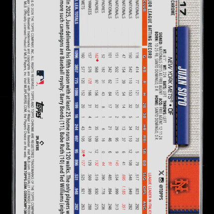 2026 Topps Chrome Juan Soto #17 Blue 133/150