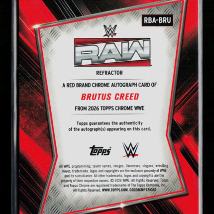 2026 Topps Chrome WWE Brutus Creed #RBA-BRU Refractor Auto
