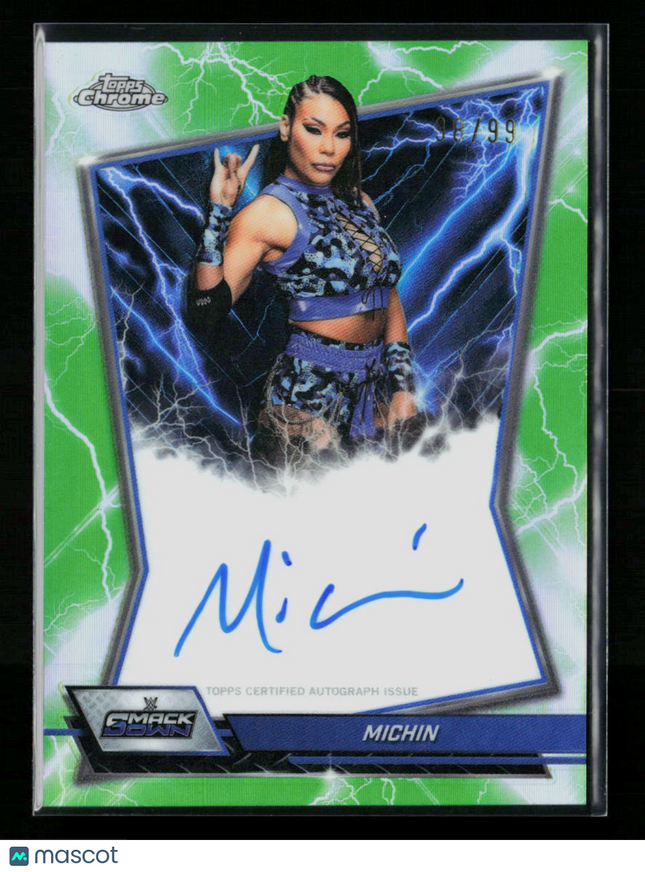 2026 Topps Chrome WWE Michin #BBA-MIC Green 98/99 Auto