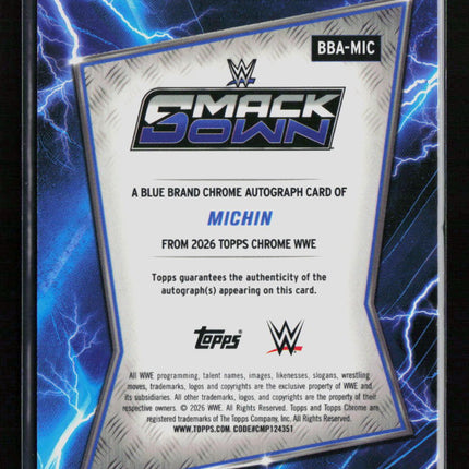 2026 Topps Chrome WWE Michin #BBA-MIC Green 98/99 Auto