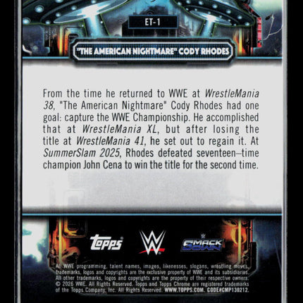 2026 Topps Chrome WWE Cody Rhodes #ET-1 /25