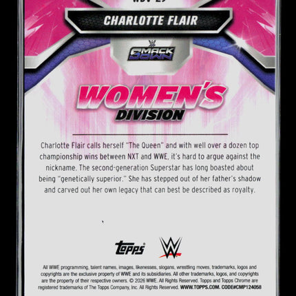 2026 Topps Chrome WWE Charlotte Flair #WDV-29 Orange Refractor 06/25