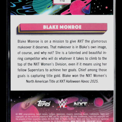 2026 Topps Chrome WWE Blake Monroe #112 Orange 07/25