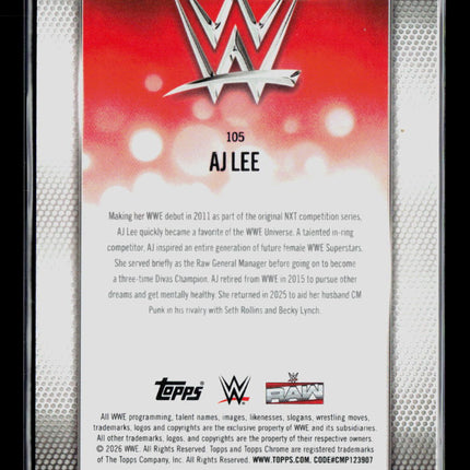 2026 Topps Chrome WWE AJ Lee #105 30/50