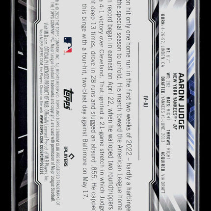 2022 Topps Stadium Club Instavision Aaron Judge #IV-AJ