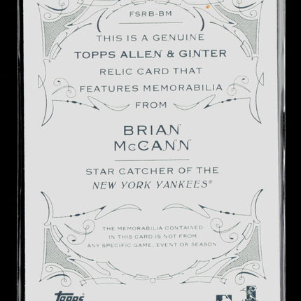2016 Topps Allen & Ginter Brian McCann #FSRB-BM Relic Jersey