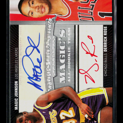 2008 Topps Treasury Basketball Magic Johnson Derrick Rose #MT-JR Auto Red /5