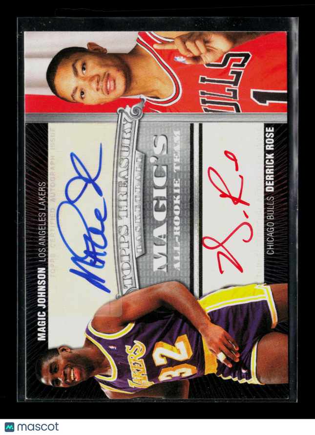 2008 Topps Treasury Basketball Magic Johnson Derrick Rose #MT-JR Auto Red /5