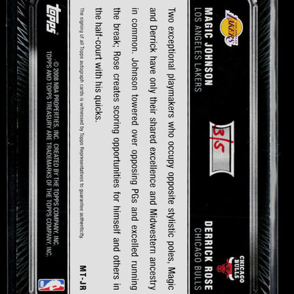 2008 Topps Treasury Basketball Magic Johnson Derrick Rose #MT-JR Auto Red /5