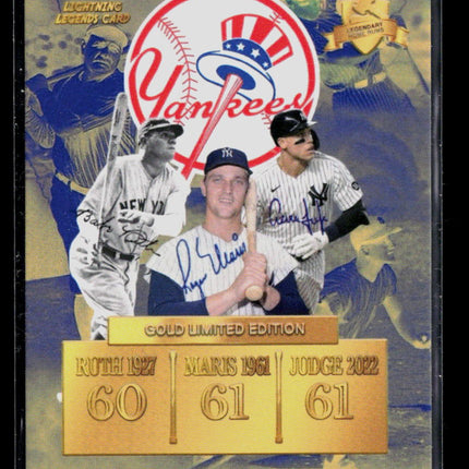 2022 Lightning Legends Roger Maris Babe Ruth Aaron Judge Gold Limited Edition