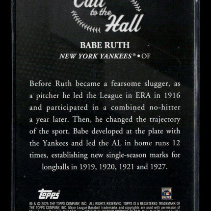 2025 Topps Call to the Hall Babe Ruth #CTH-14