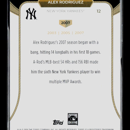 2025 Topps Cooperstown Collection 3x MVP Club Alex Rodriguez #12