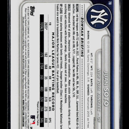 2024 Bowman Chrome Mega Box Juan Soto #78 Mojo Refractor