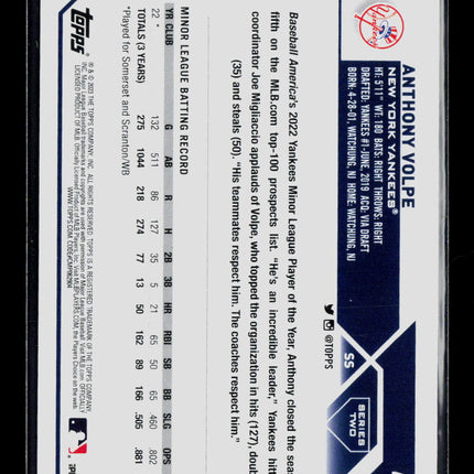 2023 Topps Series 2 Anthony Volpe #460 RC Rainbow Foil
