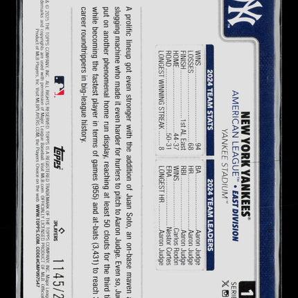 2025 Topps New York Yankees #123 Gold /2025