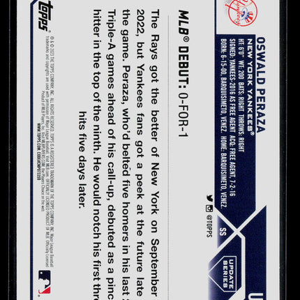 2023 Topps Update Series Oswald Peraza #US44 Orange RC