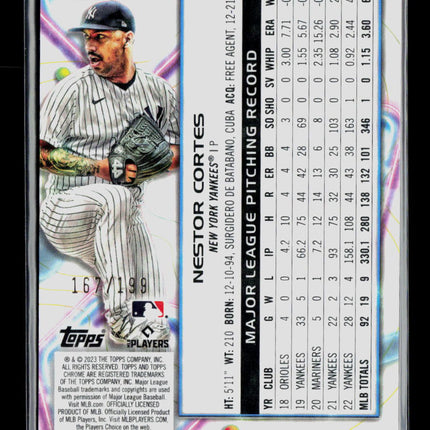 2023 Topps Chrome Cosmic Nestor Cortes #117 Aqua Equinox Refractor 167/199