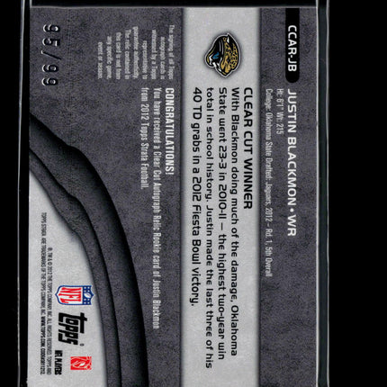2012 Topps Strata Justin Blackmon #CCAR-JB RC Patch Auto /99