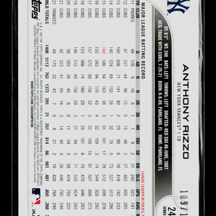 2022 Topps 1st Edition Anthony Rizzo #242 Green /99