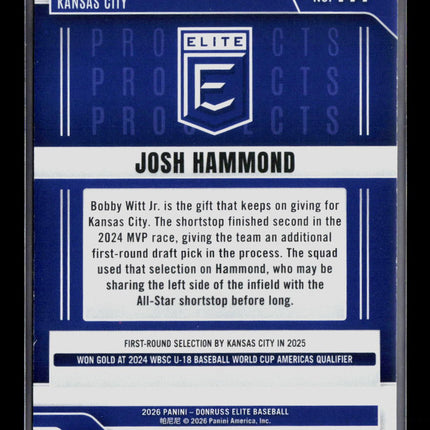 2026 Panini Donruss Elite Baseball Josh Hammond #144 Aspirations 463/499