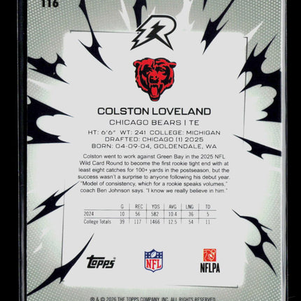 2026 Topps Resurgence Football Colston Loveland #116 RC