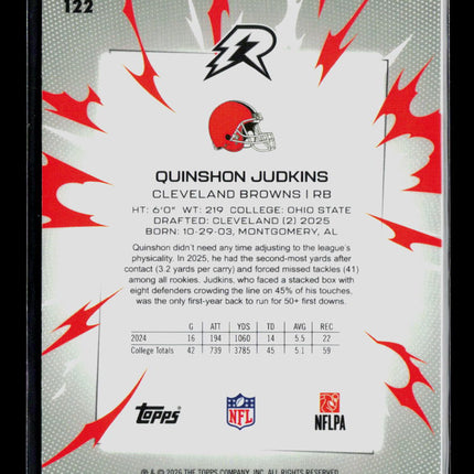 2026 Topps Resurgence Football Quinshon Judkins #122 RC