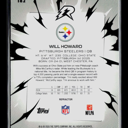 2026 Topps Resurgence Will Howard #182 Refractor RC