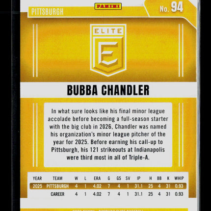 2026 Panini Donruss Elite Baseball Bubba Chandler #94 RC