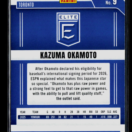 2026 Panini Donruss Elite Kazuma Okamoto #9 RC