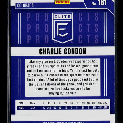 2026 Panini Donruss Elite Charlie Condon #181