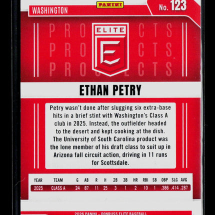 2026 Panini Donruss Elite Baseball Ethan Petry #123