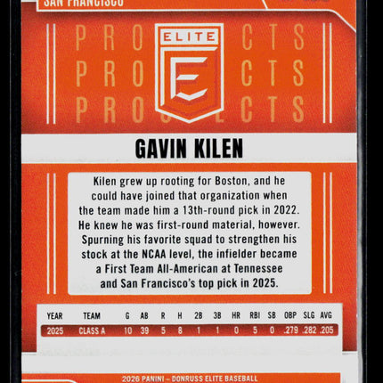 2026 Panini Donruss Elite Baseball Gavin Kilen #105