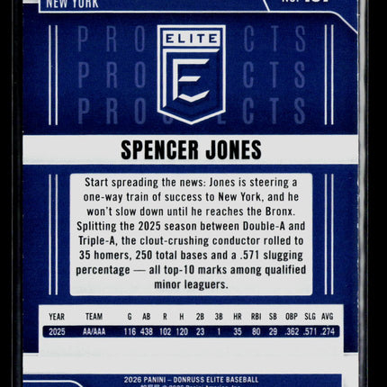 2026 Panini Donruss Elite Baseball Spencer Jones #187