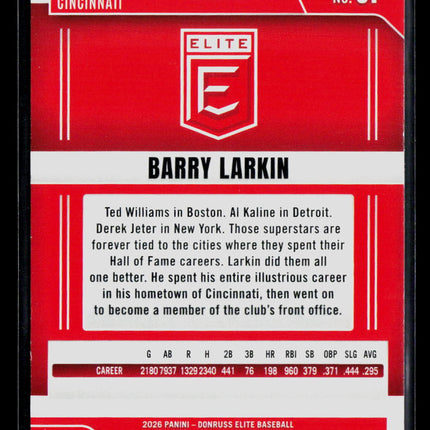 2026 Panini Donruss Elite Baseball Barry Larkin #31