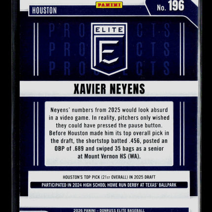 2026 Panini Donruss Elite Baseball Xavier Neyens #196 Green