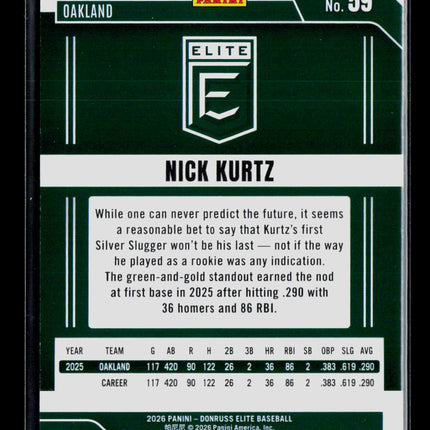 2026 Panini Donruss Elite Nick Kurtz #59 Green