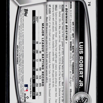 2023 Bowman Chrome Luis Robert Jr. #76 Sapphire