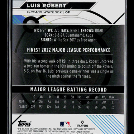 2023 Topps Finest Luis Robert #36 Purple Refractor 143/250