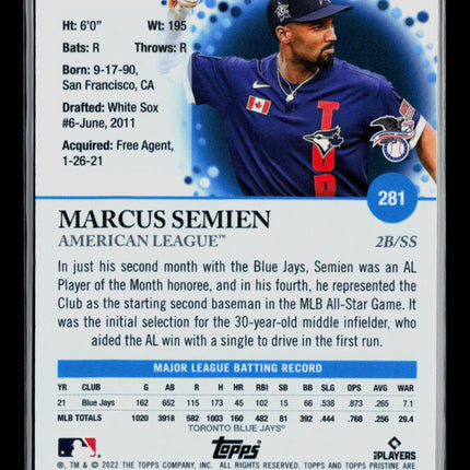 2022 Topps Pristine Marcus Semien #281 Gold 45/50