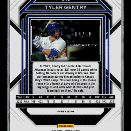 2023 Panini Prizm Baseball Tyler Gentry #73 Orange Wave 04/50