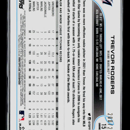 2022 Topps Chrome Trevor Rogers #15 Purple Speckle Refractor /299