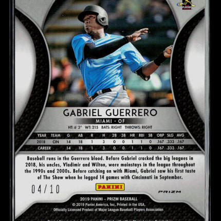 2019 Panini Prizm Baseball Gabriel Guerrero #262 Gold RC /10