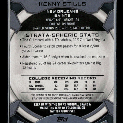 2013 Topps Strata Kenny Stills #110 RC Auto