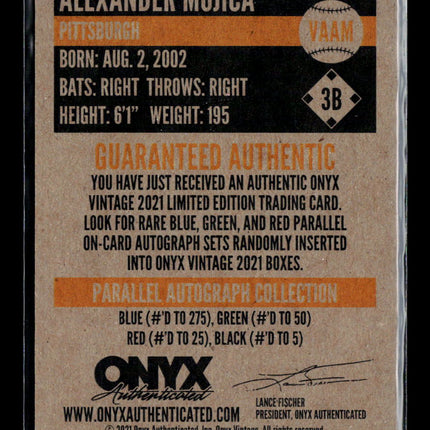 2021 Onyx Vintage Alexander Mojica #VAAM Blue Autograph Auto