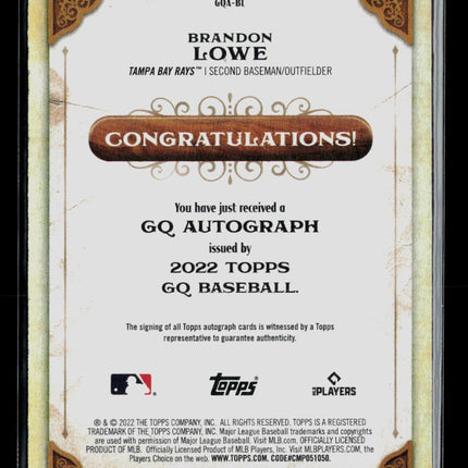 2022 Topps Gypsy Queen Brandon Lowe #GQA-BL Auto
